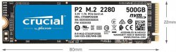 حافظه SSD اینترنال کروشال مدل P2 NVMe PCIe M.2 2280 ظرفیت 500 گیگابایت