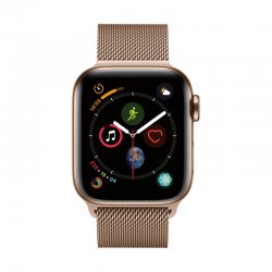 اپل واچ سری 4 مدل 44mm بدنه استیل ضد زنگ به رنگ طلایی با بند میلانس لوپ طلایی