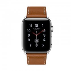 اپل واچ سری 3 سلولار مدل هرمس 42mm بدنه استیل با بند چرم تک حلقه ای Fauve Barenia
