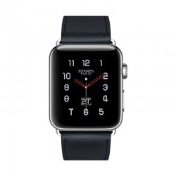 اپل واچ سری 3 سلولار مدل هرمس 42mm بدنه استیل با بند چرم تک حلقه ای Indigo Swift