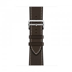 اپل واچ سری 3 سلولار مدل هرمس 42mm بدنه استیل با بند چرم تک حلقه ای قلاب دار Ebene Barenia
