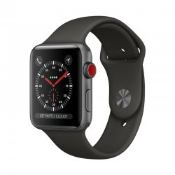 اپل واچ سری 3 سلولار مدل 42mm بدنه آلومینیوم خاکستری با بند اسپرت خاکستری