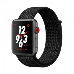 اپل واچ سری 3 سلولار مدل نایک پلاس 38mm بدنه آلومینیوم خاکستری با بند میلانس لوپ مشکی سفید