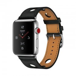 اپل واچ سری 3 سلولار مدل هرمس 42mm بدنه استیل با بند چرم تک حلقه ای Noir Gala Rallye