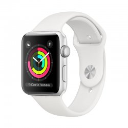 اپل واچ سری 3 مدل 42mm بدنه آلومینیوم نقره ای با بند اسپرت سفید