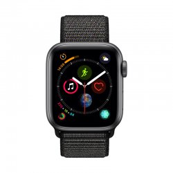 اپل واچ سری 4 مدل 40mm با بدنه آلومینیوم خاکستری و بند اسپرت لوپ مشکی