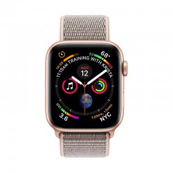 اپل واچ سری 4 مدل 40mm با بدنه آلومینیوم طلایی و بند اسپرت لوپ صورتی