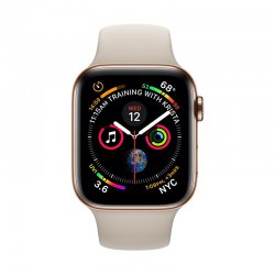 اپل واچ سری 4 مدل 40mm بدنه استیل ضد زنگ به رنگ طلایی با بند سیلیکونی