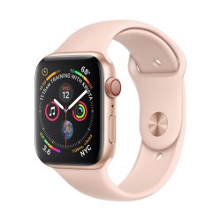 اپل واچ سری 4 مدل 44mm بدنه آلومینیوم به رنگ طلایی با بند سیلیکونی
