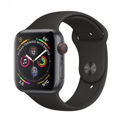 اپل واچ سری 4 مدل 44mm بدنه آلومینیوم به رنگ مشکی با بند سیلیکونی