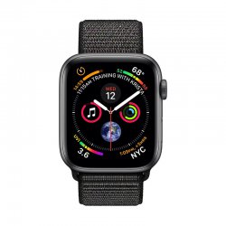 اپل واچ سری 4 مدل 44mm بدنه آلومینیوم خاکستری با بند اسپرت لوپ مشکی