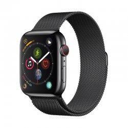 اپل واچ سری 4 مدل 44mm بدنه استیل ضد زنگ به رنگ مشکی با بند میلانس لوپ مشکی