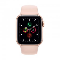 اپل واچ سری 5 مدل 40mm بدنه آلومینیوم به رنگ طلایی با بند سیلیکونی