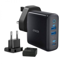 شارژر دیواری انکر مدل a2033h11 powerport iii 65w به همراه مبدل برق مجموعه 3 عددی